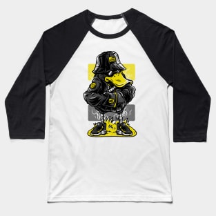 Dapper Duck Character Grey Yellow Baseball T-Shirt